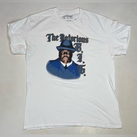 The Notorious Big Biggy Smalls Graphic T-shirt Men Large White Short Sleeve - Picture 1 of 5